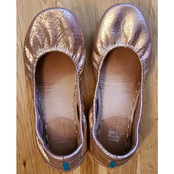Tieks Rose Gold Glam Ballet Flats Size 7 Leather