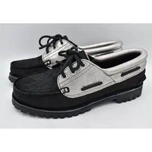 Timberland Womens Size 9 Heritage Noreen Black Nubuck Silver Boat Shoes