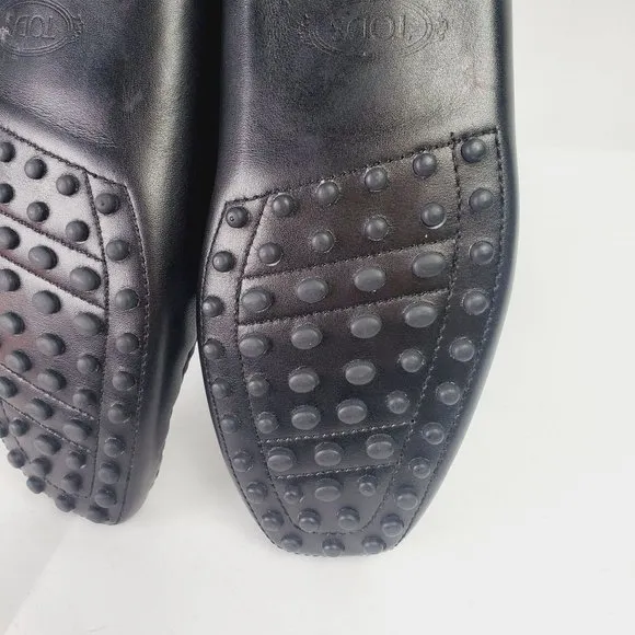 Tods Black Leather Loafers 5 1/2