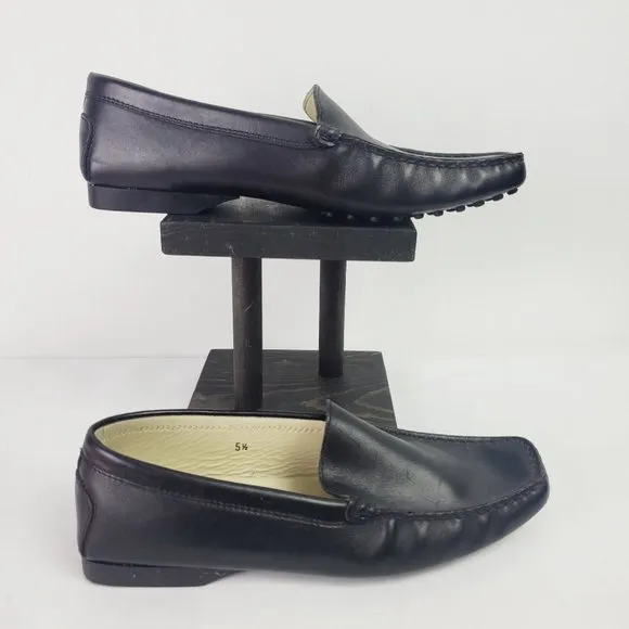 Tods Black Leather Loafers 5 1/2