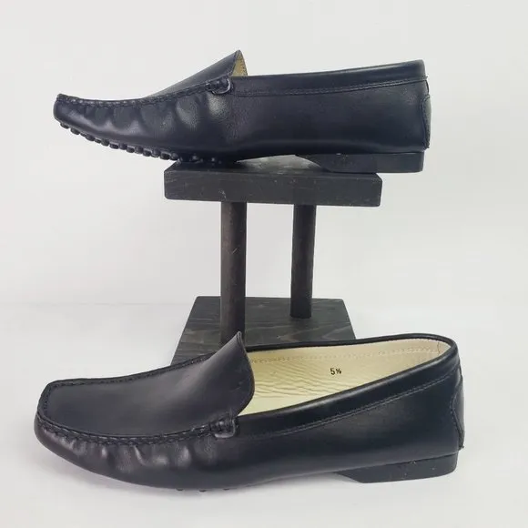 Tods Black Leather Loafers 5 1/2