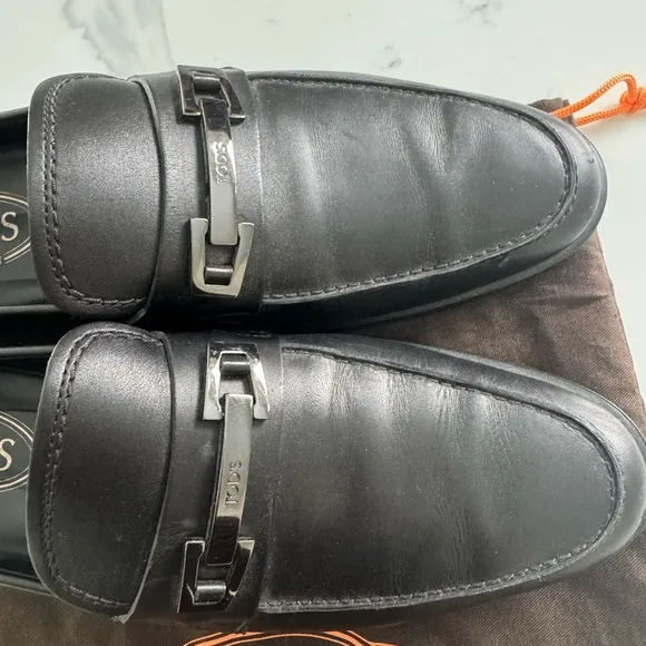 TOD'S Black Leather Loafers for Men