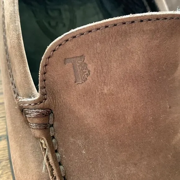 Tod’s brown leather driving shoes pebble rubber sole men’s size 8