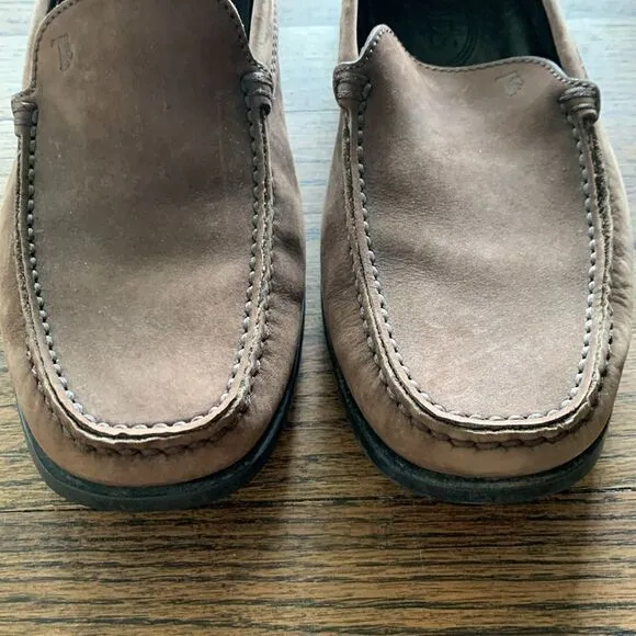 Tod’s brown leather driving shoes pebble rubber sole men’s size 8