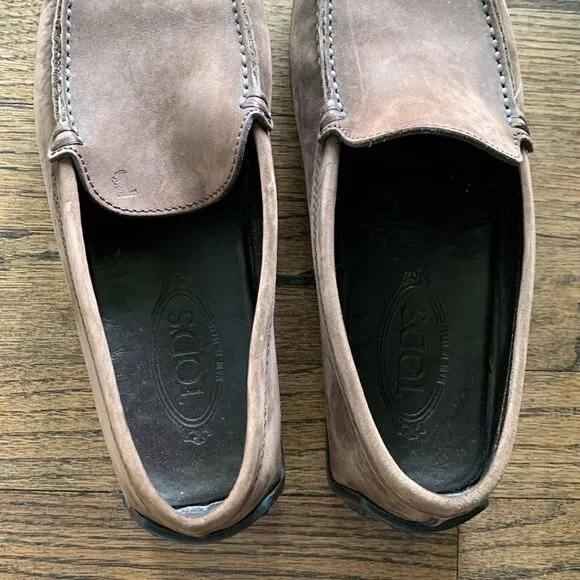 Tod’s brown leather driving shoes pebble rubber sole men’s size 8