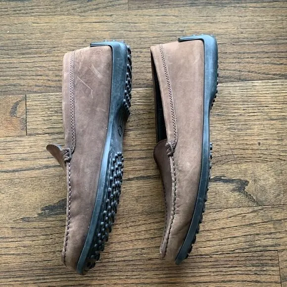 Tod’s brown leather driving shoes pebble rubber sole men’s size 8