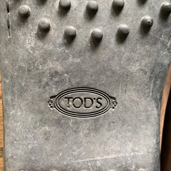 Tod’s brown leather driving shoes pebble rubber sole men’s size 8