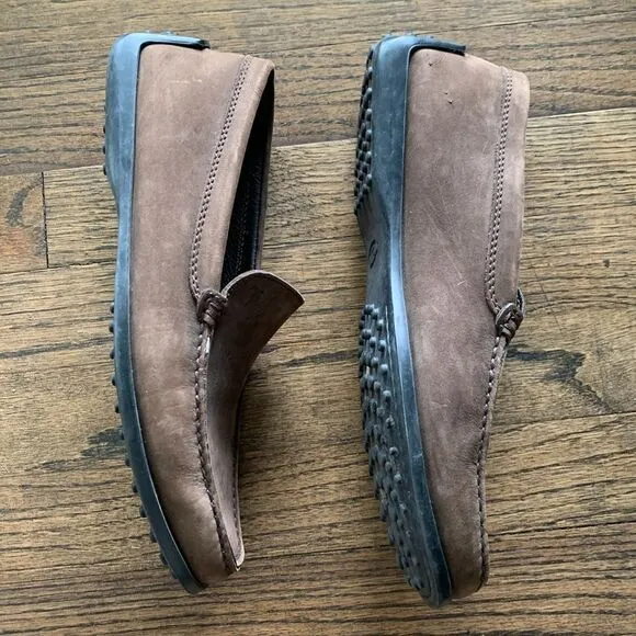 Tod’s brown leather driving shoes pebble rubber sole men’s size 8