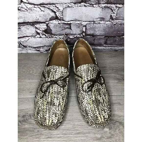 Tod’s Camouflage Beige Lace Up Moccasin Loafers Boat Shoes Men Sz 8.5M US/42EU