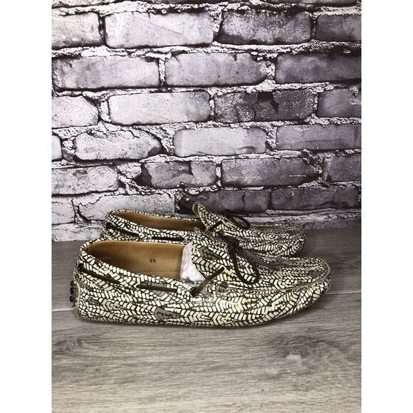 Tod’s Camouflage Beige Lace Up Moccasin Loafers Boat Shoes Men Sz 8.5M US/42EU