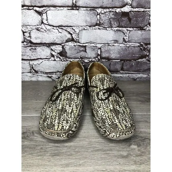 Tod’s Camouflage Beige Lace Up Moccasin Loafers Boat Shoes Men Sz 8.5M US/42EU