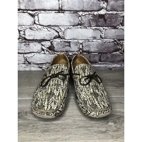Tod’s Camouflage Beige Lace Up Moccasin Loafers Boat Shoes Men Sz 8.5M US/42EU