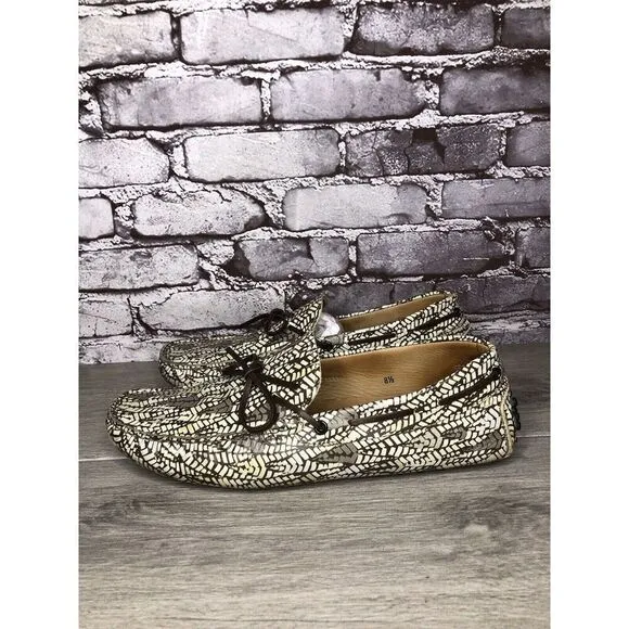 Tod’s Camouflage Beige Lace Up Moccasin Loafers Boat Shoes Men Sz 8.5M US/42EU