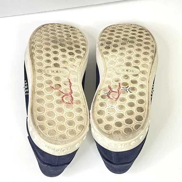 TOD’S Cassetta Leggera Suede Leather Sneakers Navy Blue Lace Up Size 9
