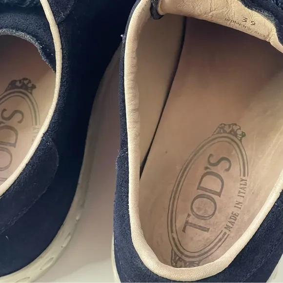 TOD’S Cassetta Leggera Suede Leather Sneakers Navy Blue Lace Up Size 9