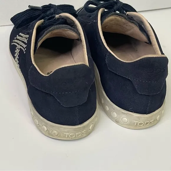 TOD’S Cassetta Leggera Suede Leather Sneakers Navy Blue Lace Up Size 9