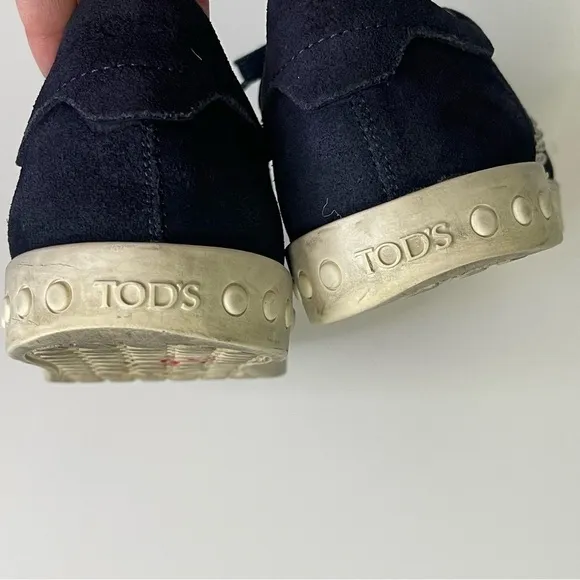 TOD’S Cassetta Leggera Suede Leather Sneakers Navy Blue Lace Up Size 9