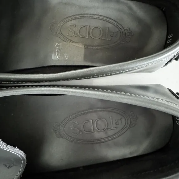 TODs Gommino Driving Shoes Women's‎ 35 (5) Pewter Gray Metallic Moccasins