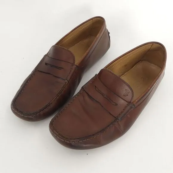 Tod's Gommino Moccasin Driving Shoes Loafers Brown Leather Men's 7.5‎