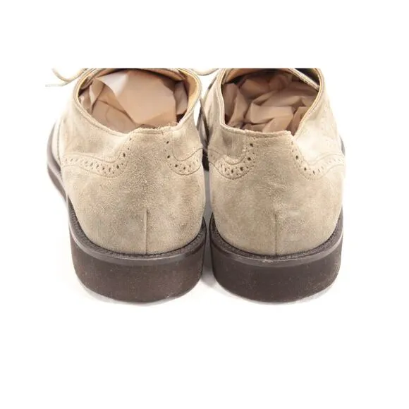 Tod's Men's Grigio Beige Suede Wingtip Derby Lace-up Shoes Size 9M Preppy Italy