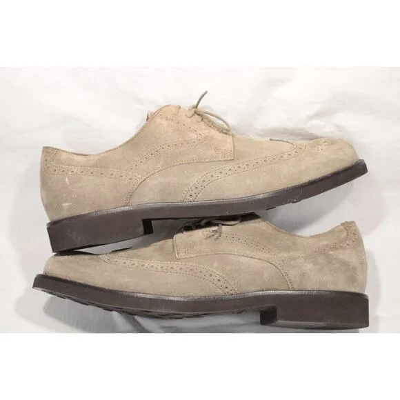 Tod's Men's Grigio Beige Suede Wingtip Derby Lace-up Shoes Size 9M Preppy Italy