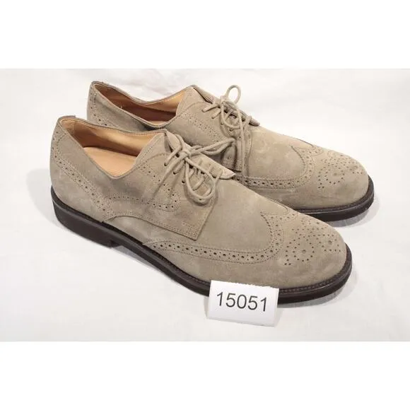 Tod's Men's Grigio Beige Suede Wingtip Derby Lace-up Shoes Size 9M Preppy Italy