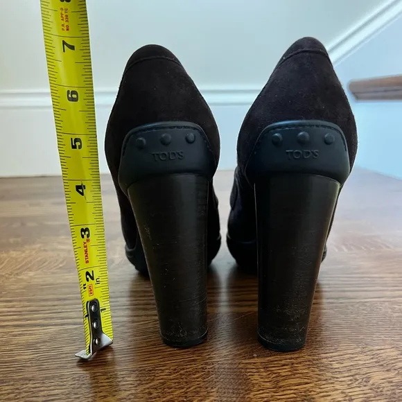 TOD’S Penny Loafers Slip On Shoes Heels Suede Leather Italy Preppy Academia 39.5