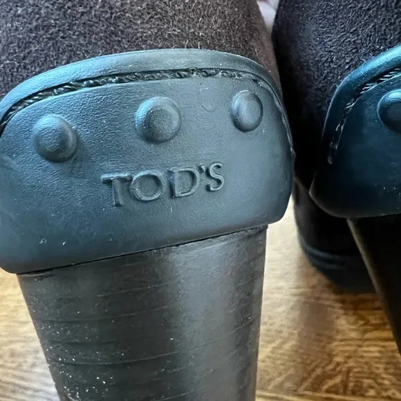 TOD’S Penny Loafers Slip On Shoes Heels Suede Leather Italy Preppy Academia 39.5