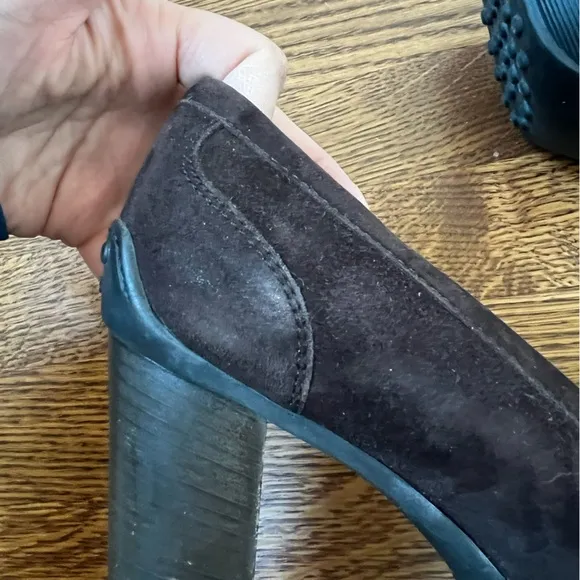 TOD’S Penny Loafers Slip On Shoes Heels Suede Leather Italy Preppy Academia 39.5