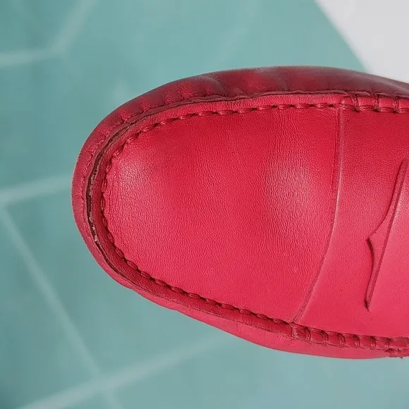 TOD'S Red leather soft big girls loafers 34.5 4.5 US