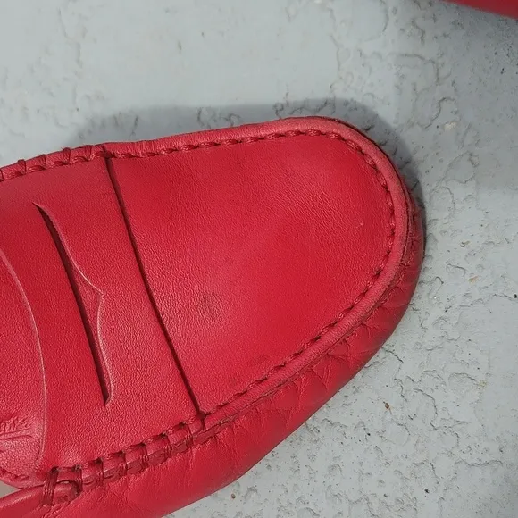 TOD'S Red leather soft big girls loafers 34.5 4.5 US