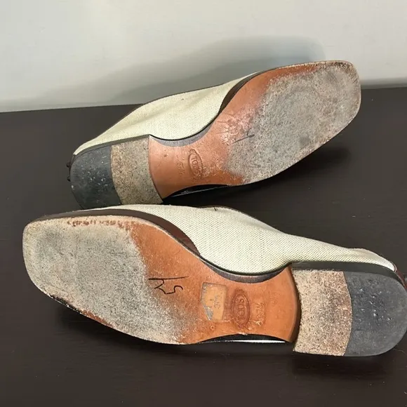 TOD’S Women’s Leather Gommino Cream Brown Loafer Driving Shoe Sz 37.5
