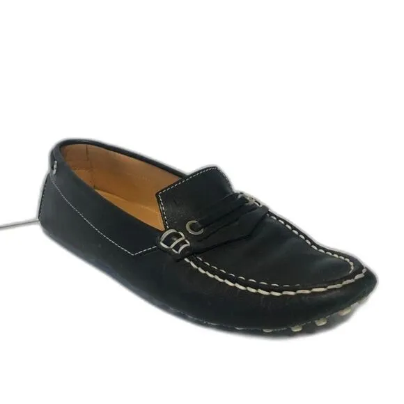 TOD'S Women's Leather Pebbling Outsoles Driving Shoes EU37.5/US7 Black White