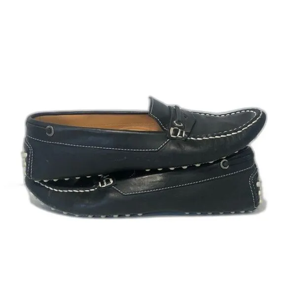 TOD'S Women's Leather Pebbling Outsoles Driving Shoes EU37.5/US7 Black White