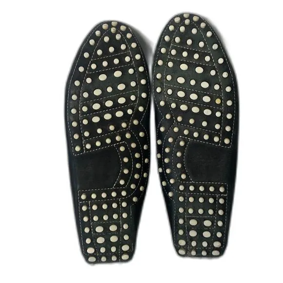 TOD'S Women's Leather Pebbling Outsoles Driving Shoes EU37.5/US7 Black White
