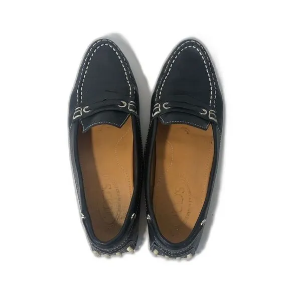 TOD'S Women's Leather Pebbling Outsoles Driving Shoes EU37.5/US7 Black White