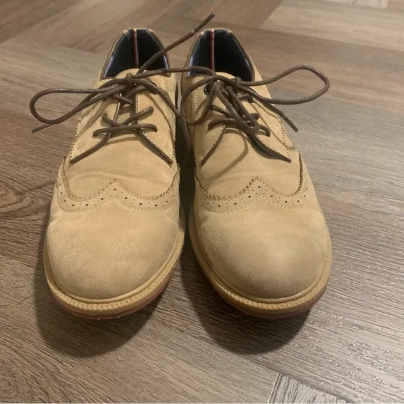 Tommy Hilfiger Boys Saddle Shoes Tan Suede with Topstitching detail