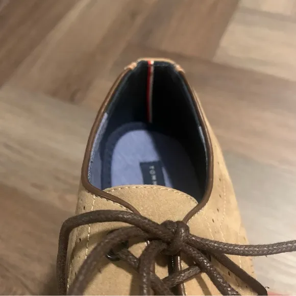 Tommy Hilfiger Boys Saddle Shoes Tan Suede with Topstitching detail