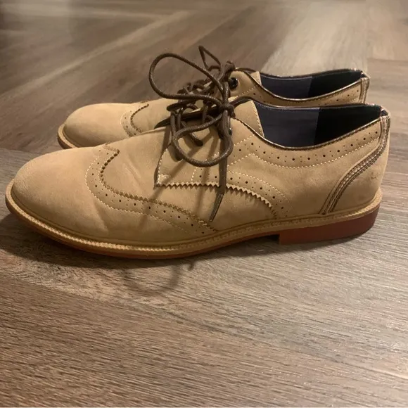 Tommy Hilfiger Boys Saddle Shoes Tan Suede with Topstitching detail