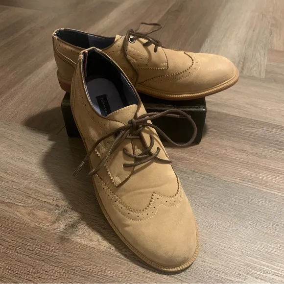 Tommy Hilfiger Boys Saddle Shoes Tan Suede with Topstitching detail