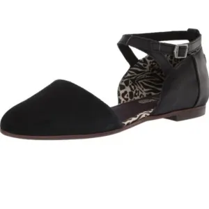 TOMS Black Suede/Leather Ankle Strap Loafers Flat Shoes