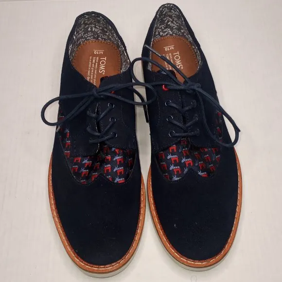 TOMS Democrat Donkey Navy Oxford Wingtip Suede Men's Shoes