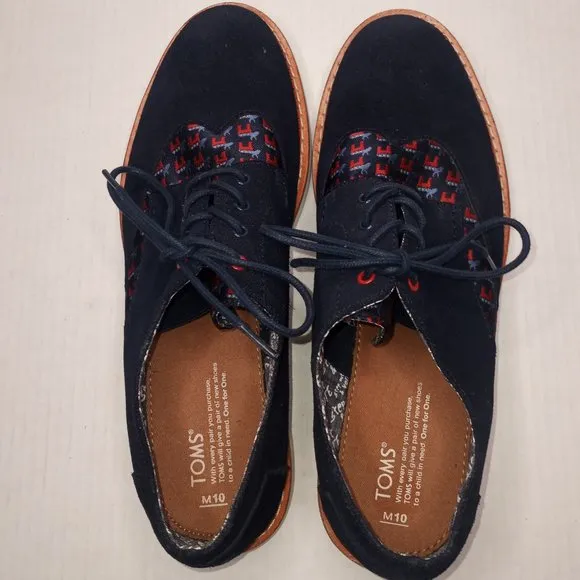 TOMS Democrat Donkey Navy Oxford Wingtip Suede Men's Shoes