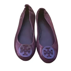 Tory Ballerina Flats Maroon Burgundy Casual Leather US 6.5 M Slip-on Boho