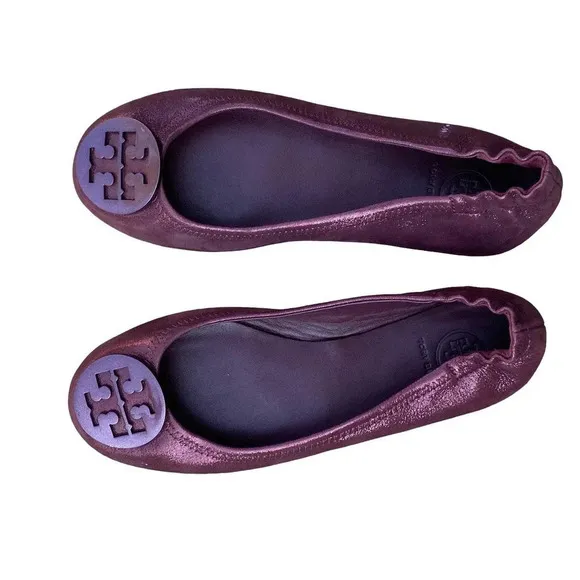Tory Ballerina Flats Maroon Burgundy Casual Leather US 6.5 M Slip-on Boho