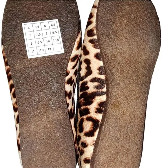 Tory Burch Billy Slipper Flat Animal Print Haircalf/Black Patent Leather Size 7