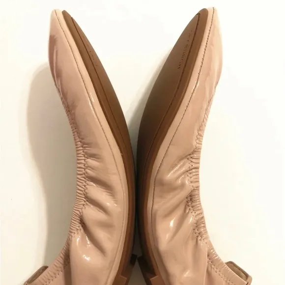 Tory Burch Eddie Patent Ballet Soft Naplak Flats Shoes Goan Sand Pink 8.5