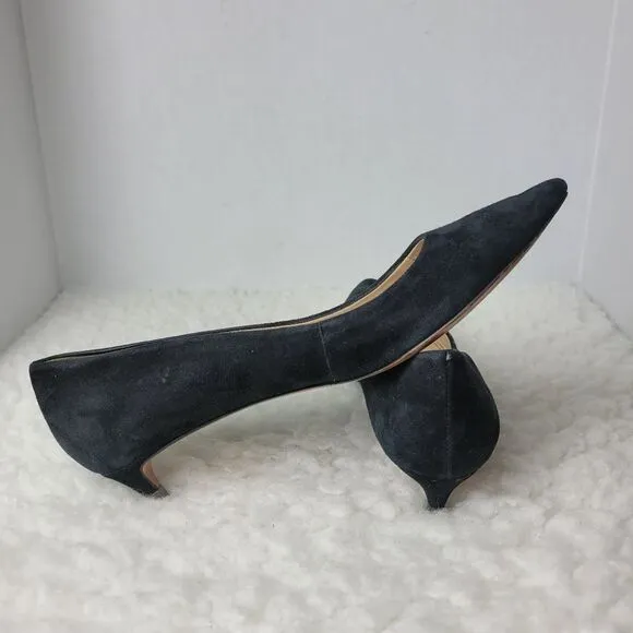 Tory Burch Greenwich Women's Shoes Size 8 M Black Suede Logo-Heel Pump
