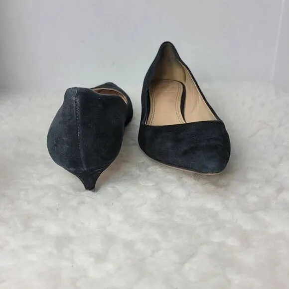 Tory Burch Greenwich Women's Shoes Size 8 M Black Suede Logo-Heel Pump
