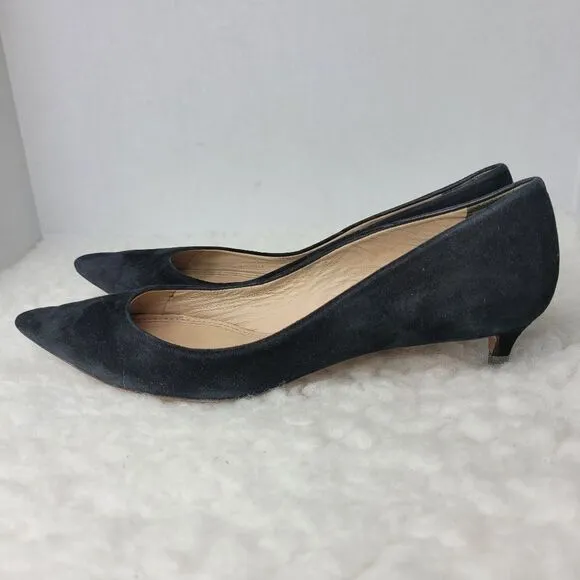 Tory Burch Greenwich Women's Shoes Size 8 M Black Suede Logo-Heel Pump